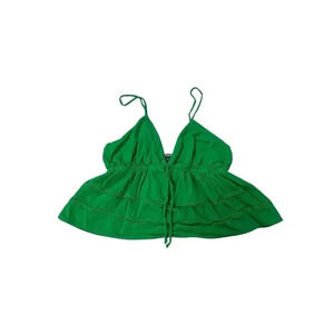 Wild Fable Women's Green Tie-Front Peplum Cami Top Size L